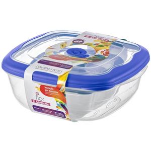 Conjunto de 3 Potes Plásticos Quadrados Azul - 712/5C - SANREMO