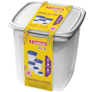 Conjunto de Potes Plásticos Cores Sortidas - SR149/6C - SANREMO