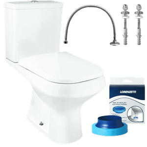 Conjunto de Bacia com Caixa Acoplada Like Branco + Assento e Acessórios de Instalação - 7720004 - LORENZETTI