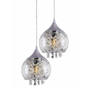 Pendente Elisabeth Rigato Transparente com Cristal Prata 2XE27 - 02110112-05 - TASCHIBRA