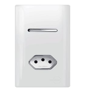 1 Interruptor Simples + Tomada Universal 2P+T 10A Cromado com Placa 4X2 Branco - 120019 - NOVARA