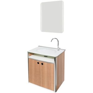 Conjunto Gabinete + Espelho Cris Classic Amadeirado 62,5cm - 9342 - CRIS-METAL