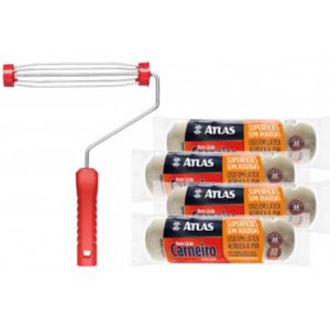 Kit de Pintura com 4 Rolos de Lã Natural 328/22 + Garfo 400/23SR - 4328 - PINCÉIS ATLAS