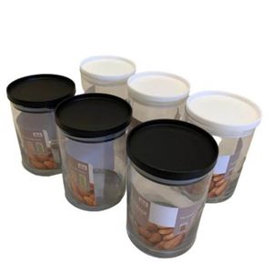 Pote de Vidro Canary Preto e Branco 880ml com 6 Peças - CN8 - DOLCE HOME