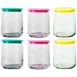 Kit Porta Mantimentos com 6 Potes de Vidro Canary de 760ml Sortidos - CN5 - DOLCE HOME
