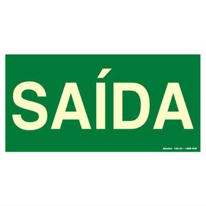 Placa de PVC Fotoluminescente Auto-Adesiva 20x40 Saida - 360 AL - SINALIZE