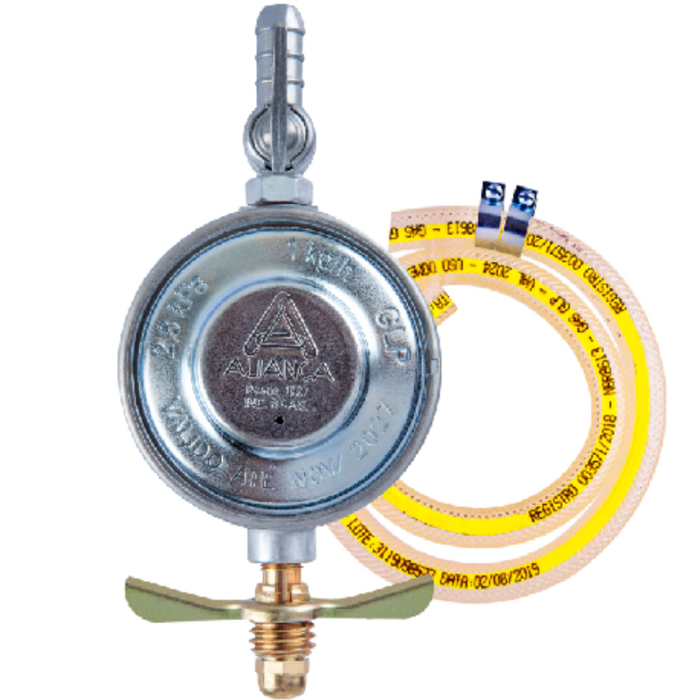Imagem do produto Regulador De Gás Doméstico Com Mangueira de 120cm 506/01 BT - 081881 - ALIANÇA