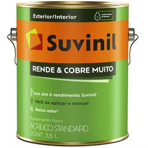 Tinta Acrílica Rende & Cobre Muito Fosco 3.6 Litros Areia - 50308251 - SUVINIL