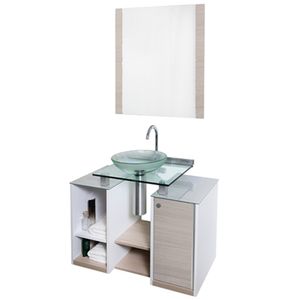Conjunto Gabinete com Espelho e Cuba 90cm Cris Fit - 000928-8 - CRIS METAL