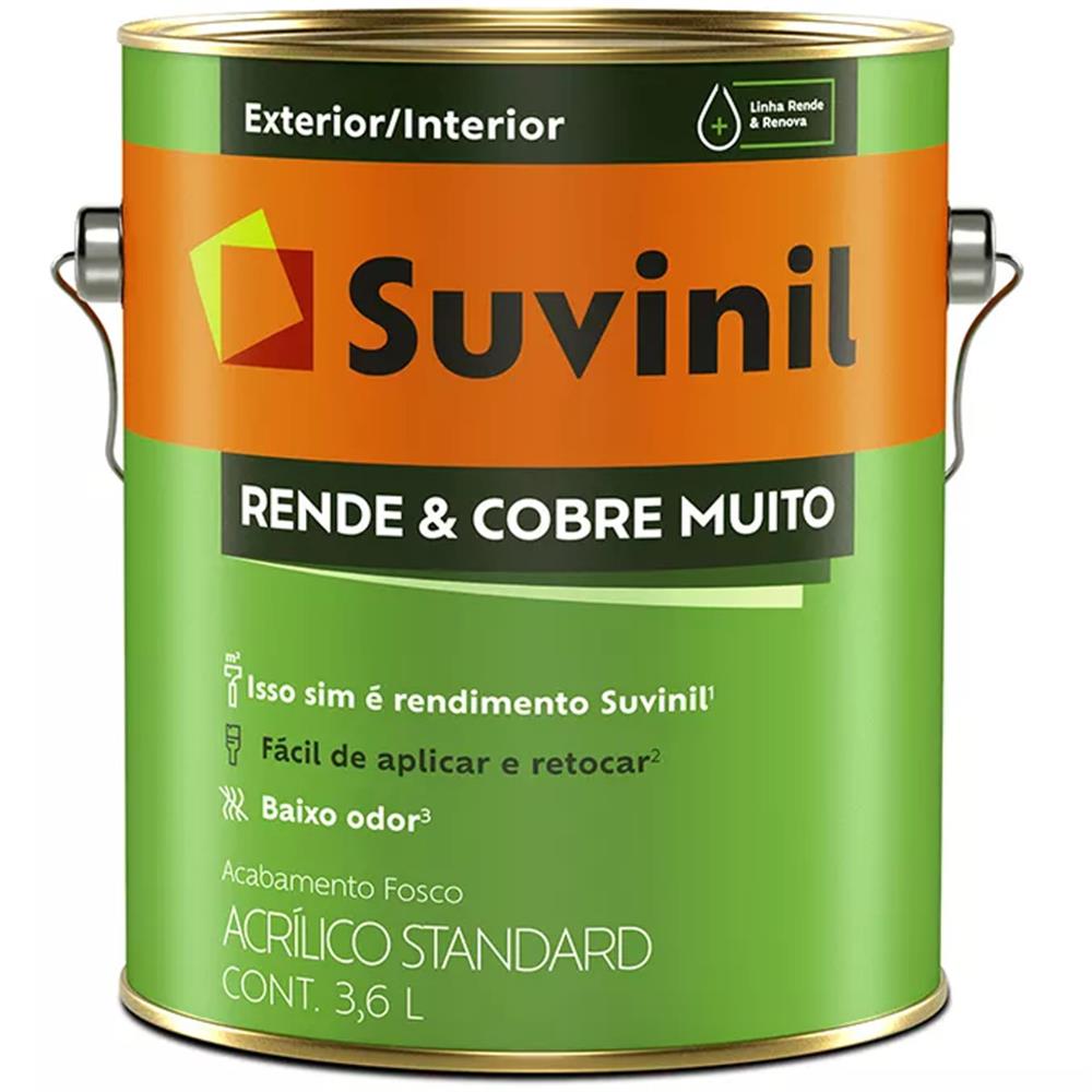 Imagem do produto Tinta Acrílica Rende & Cobre Muito Fosco 3.6 Litros Branco - 50308370 - SUVINIL