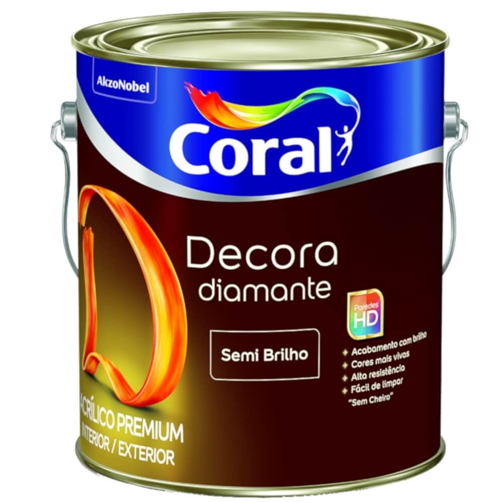 Imagem do produto Tinta Decora Acrílica Premium Semi Brilho 3,6 Litros Branca - 5239390 - CORAL