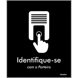 Placa de Poliestireno Store Black 15x18cm Identifique-se com o Porteiro - BLK10 - SINALIZE