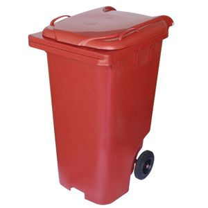 Lixeira Contendor Plástico com Rodas de 240 Litros Vermelho - C240V - JSN