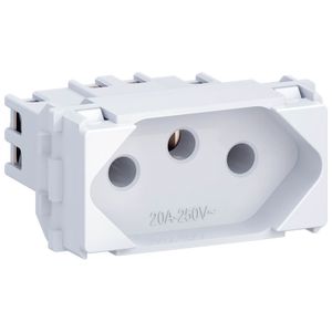 Tomada 2P+T com 20 Ampères 250 Volts Branco - E011100120 - WETZEL