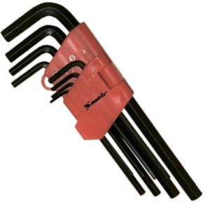 Jogo de Chave Allen Longa 1,5-10mm CRV 9 Peças Oxidado com Suporte Plástico - 112319 - MTX