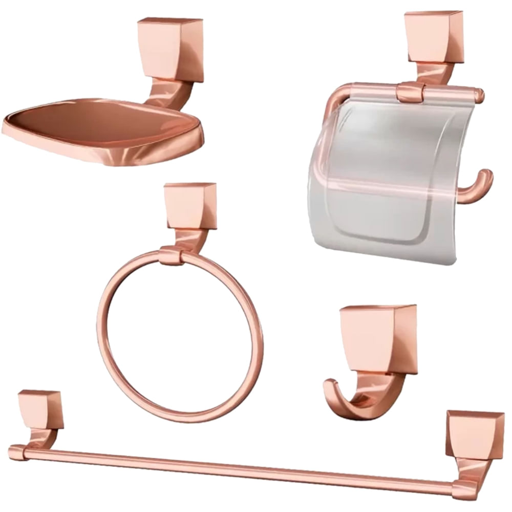 Imagem do produto Kit Banheiro Rose Gold Quadrado com 5 Peças 2000 F24 - 7140099 - LORENZETTI