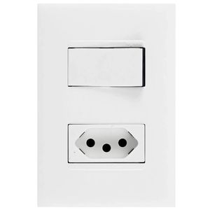 Interruptor Simples e Tomada 2P+T de 10 Ampères 4x2 Branca - 615074BC - PIAL
