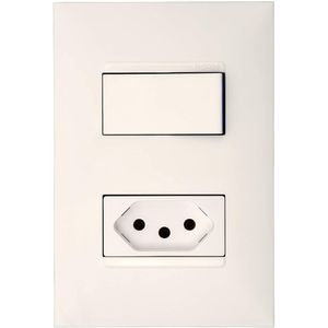 Interruptor Paralelo de 10 Ampères e Tomada 2P+T de 20 Ampères 4x2 Branca - 615085BC - PIAL