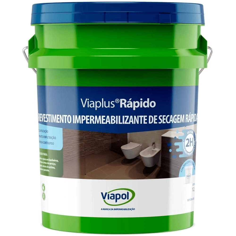 Imagem do produto Revestimento Impermeabilizante Semi-flexível Viaplus Secagem Rápida 12,5 Kilos - V0217986 - VIAPOL