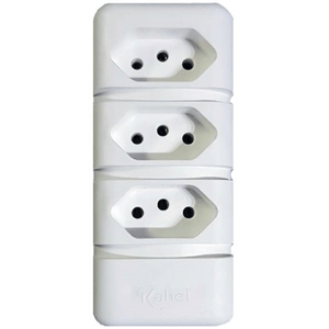 Tomada em Barra 3T Tripla com 20 Ampères 2P+T Branco - 042203 - KAHEL