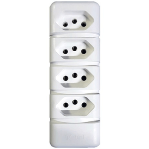 Tomada em Barra 4T Quadrupla com 20 Ampères 2P+T Branco - 042204 - KAHEL