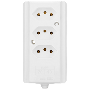 Tomada em Barra 3T Tripla com 20 Ampères 2P+T Branco - 066477 - INTERNEED