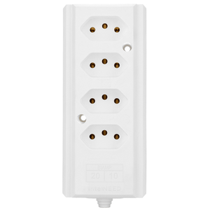 Tomada em Barra 4T Quadrupla com 20 Ampères 2P+T Branco - 066569 - INTERNEED