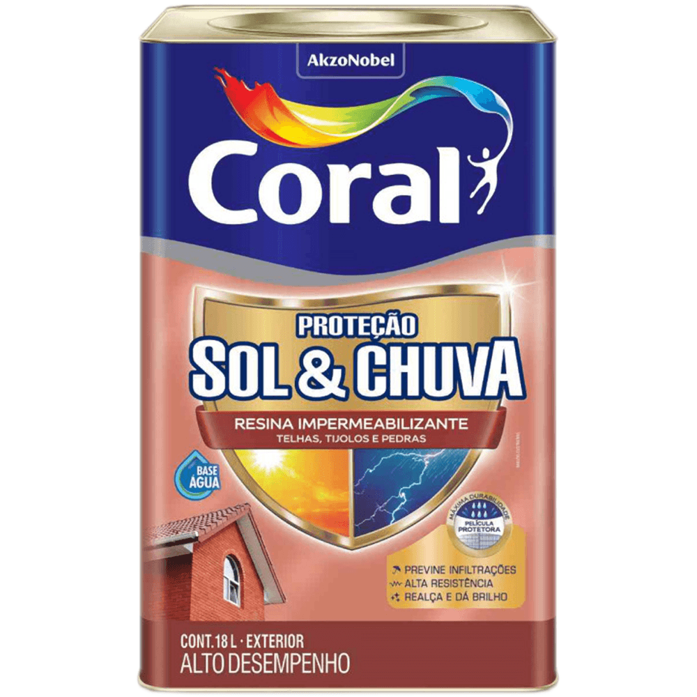 Imagem do produto Resina Impermeabilizante de Proteção Contra Sol e Chuva Incolor 18 Litros - CORAL