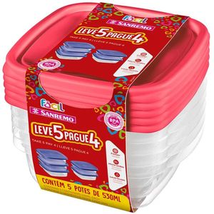 Conjunto de Potes 530ml Leve 5 Pague 4 Cores Sortidas - SR124/71 - SANREMO