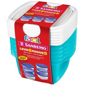 Conjunto de Potes 800ml Leve 6 Pague 5 Cores Sortidas - SR125/7 - SANREMO