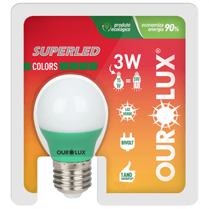 Lâmpada Bolinha Colors Verde de 3 Watts Bivolt - 05431 OUROLUX