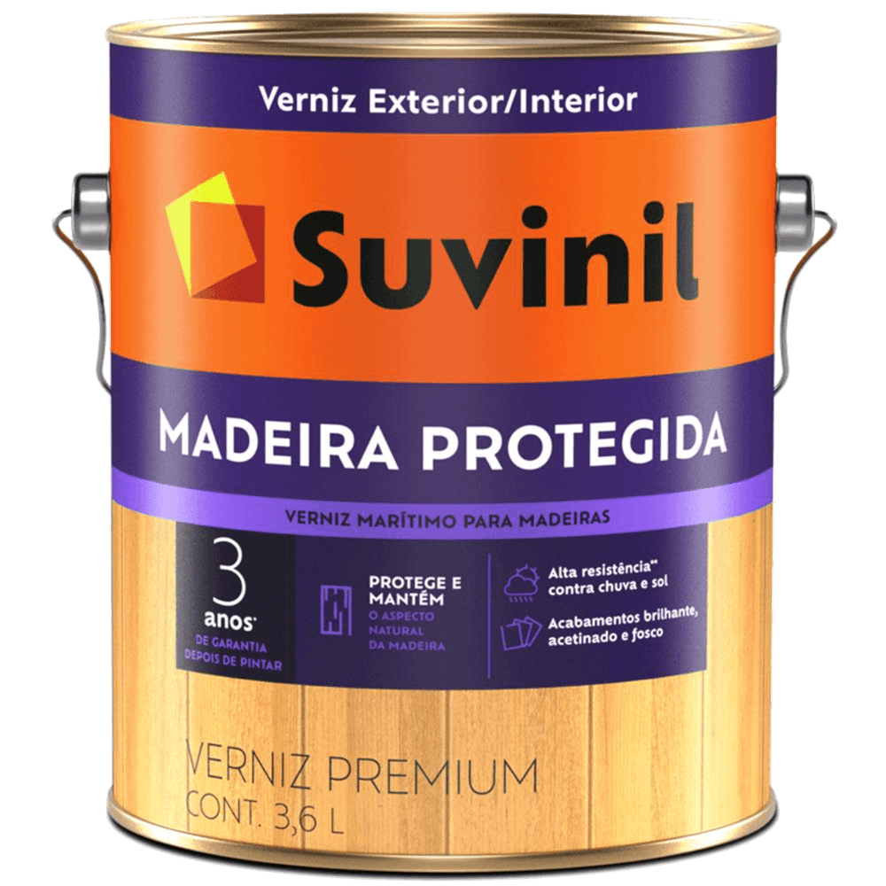 Imagem do produto Verniz Marítimo Madeira Protegida 3,6 Litros Brilhante - 53391602 - SUVINIL