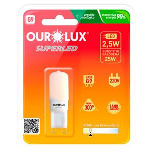 Super Led G9 2,5 Watts 220 Volts 2700k Fosca - 20158 - OUROLUX