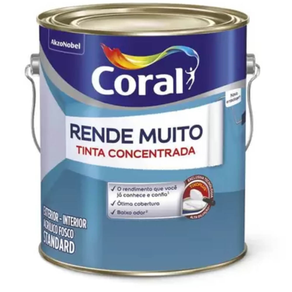 Imagem do produto Tinta Acrílica Fosca Rende Muito Branco Gelo 3,2 Litros - 5761835 - CORAL