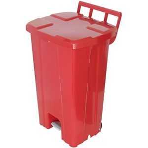 Lixeira Plástica Vermelha Quadrada com Pedal 100 Litros - P100V - JSN