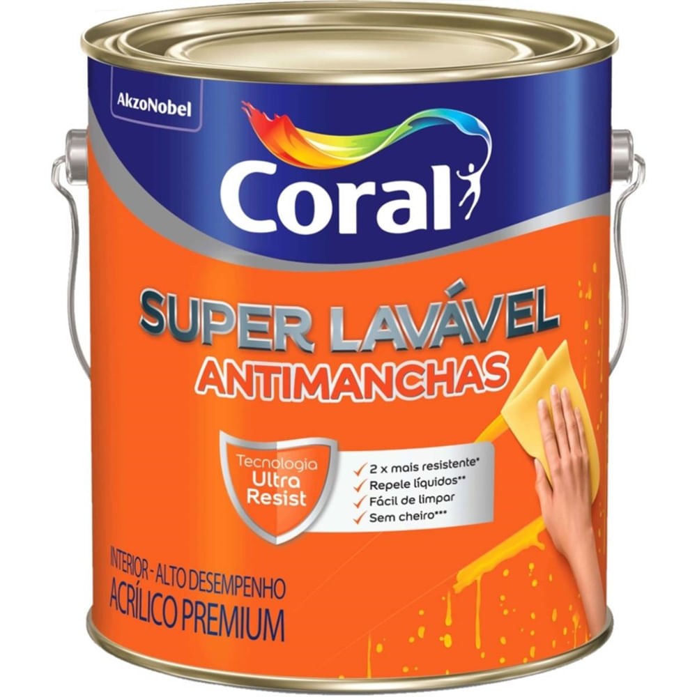 Imagem do produto Tinta Acrílica Premium Super Lavável Antimanchas Branco 3,6 Litros - CORAL