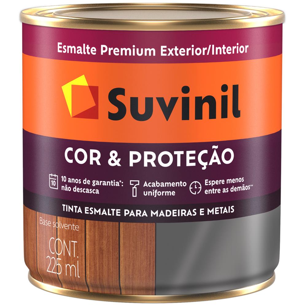 Imagem do produto Tinta Esmalte Sintético Cor e Proteção Brilhante para Madeira e Metal 225ml Preto - 53376285 - SUVINIL