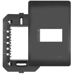 Placa 4x2 com Suporte e 1 Módulo Horizontal Habitat Black - 4071 - FAME