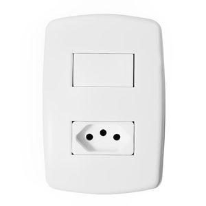 Interruptor Simples + 1 Tomada Unidade 2P+T 10A com Placa - DC-8100/15 - DICOMPEL