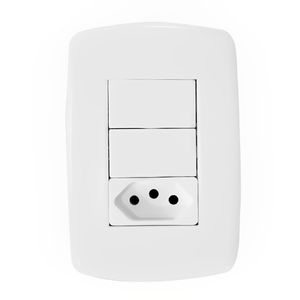 2 Interruptores Simples + 1 Tomada Unidade 2P+T 10A com Placa - DC-8100/17 - DICOMPEL