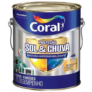 Tinta Acrílica Proteção Sol e Chuva Eggshell 3,6 Litros Branca - 5202627 - CORAL