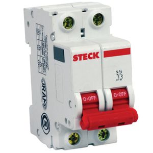 Disjuntor DIN Bipolar de 80 Ampères - SDD62C80 - STECK