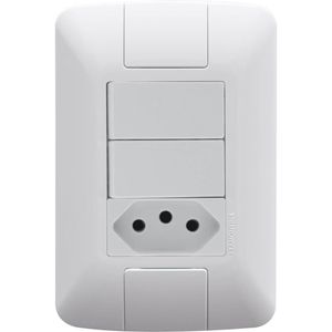 Conjunto com 2 Interruptores Simples Aria 6 Ampères + Tomada 2P+T 250 Volts - TRAMONTINA