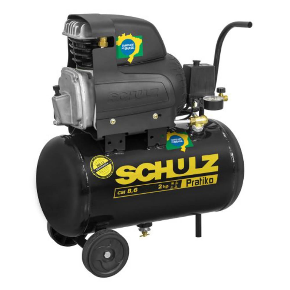 Imagem do produto Compressor Pratiko CSI 8,6PCM 25 Litros 2HP 60HZ 127 Volts com Roda - 915.0421-0 - SCHULZ