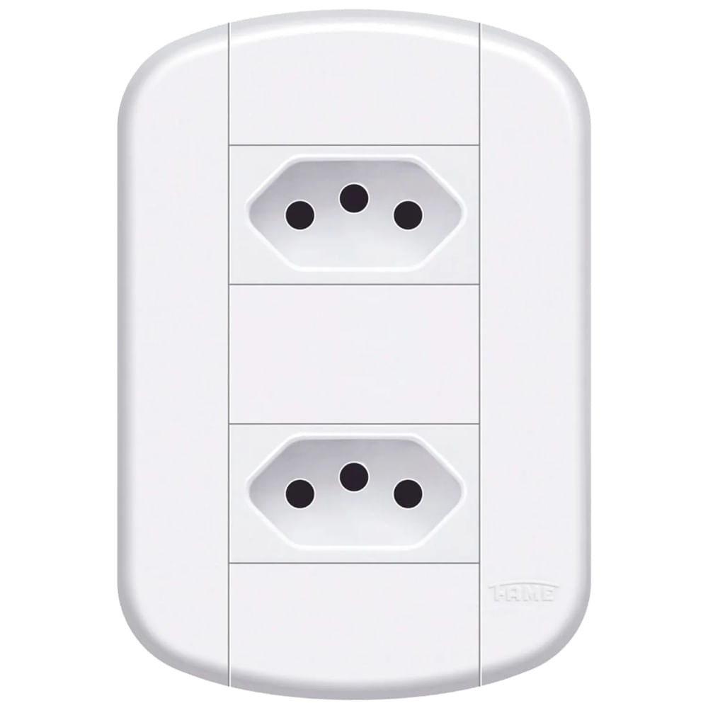 Imagem do produto Conjunto de 2 Tomadas 2P+T 10A/250 Volts Distanciadas Blanc Mais - 11239194 - FAME
