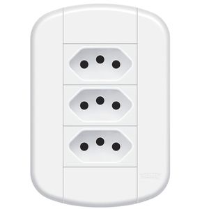 Conjunto de 3 Tomadas 2P+T 20A/250 Volts Blanc Mais - 11239224 - FAME