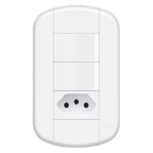Conjunto de 2 Interruptor Simples 16A/250 Volts e 1 Tomada 2P+T 10A/250 Volts Blanc Mais - 11339294 - FAME