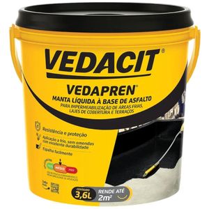 Impermeabilizante Vedapren Preto 3,6 Kilos - 111804 - VEDACIT