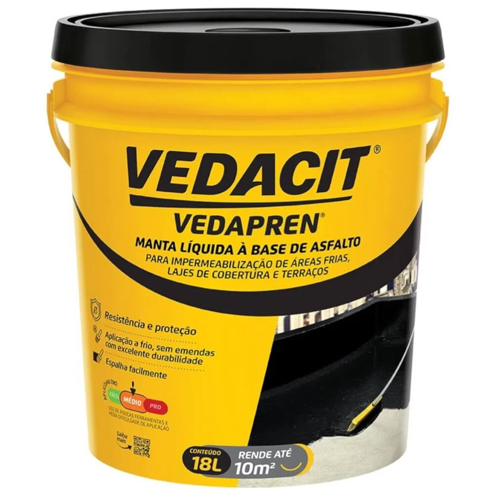 Imagem do produto Impermeabilizante Vedapren 18 Kilos Preto - 111805 - VEDACIT