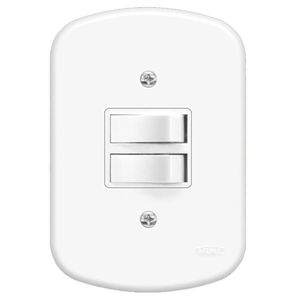 Conjunto de Interruptor Embutir 1 Interruptor Simples e 1 Interruptor Paralelo com Placa Série Blanc - 0644 - FAME